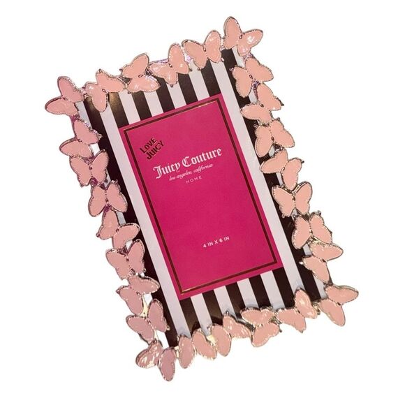 Juicy Couture Home Pink & Silver Butterfly Tabletop Photo Picture Frame 4โ x 6โ - Picture 7 of 7